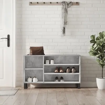 The Living Store Omarica za čevlje betonsko siva 102x36x60 cm inženirski les - Omarica Za Čevlje