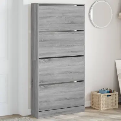 The Living Store Omarica za čevlje s 4 predali siva sonoma 80x21x163,5 cm - Omara Za Čevlje