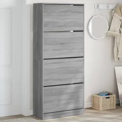 The Living Store Omarica za čevlje s 4 predali siva sonoma 80x34x187,5 cm - Omara Za Čevlje