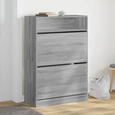 The Living Store Omarica za čevlje z 2 predaloma siva sonoma 80x34x116 cm - Omara Za Čevlje