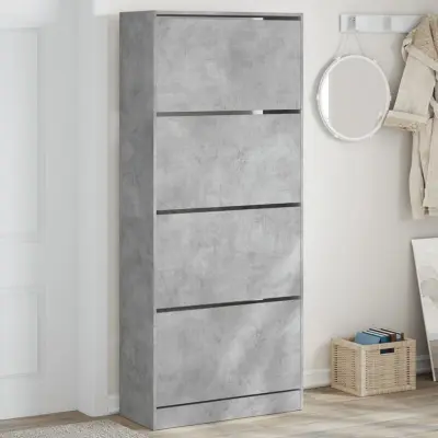 The Living Store Omarica za čevlje s 4 predali betonsko siva 80x34x187,5 cm - Omara Za Čevlje