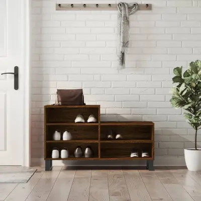 The Living Store Omarica za čevlje rjav hrast 102x36x60 cm inženirski les - Omarica Za Čevlje