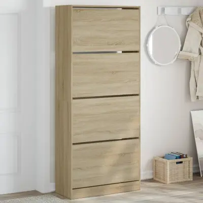 The Living Store Omarica za čevlje s 4 predali sonoma hrast 80x34x187,5 cm - Omara Za Čevlje