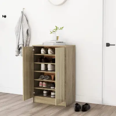 The Living Store Omara za čevlje sonoma hrast 60x35x92 cm iverna plošča - Omarica Za Čevlje