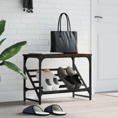 The Living Store Regal za čevlje rjav hrast 60x30x45 cm inženirski les - Regal Za Čevlje
