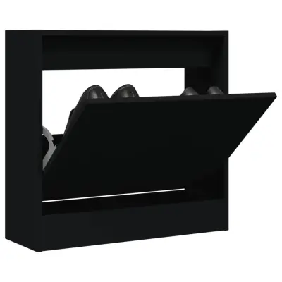 The Living Store Omarica za čevlje črna 60x21x57 cm inženirski les - Omarica Za Čevlje