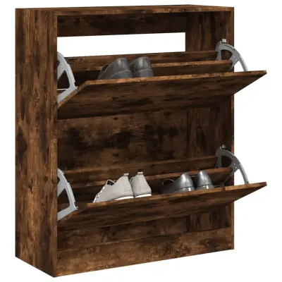 The Living Store Omarica za čevlje dimljeni hrast 80x34x96,5 cm inženirski les - Omarica Za Čevlje