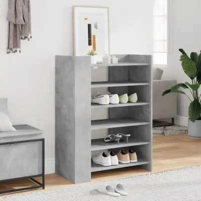 The Living Store Omarica za čevlje betonsko siva 74,5x37,5x100 cm inženirski les - Omara Za Čevlje