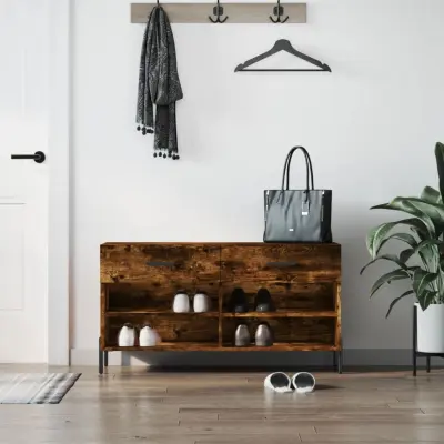 The Living Store Klop za čevlje dimljen hrast 102x35x55 cm inženirski les - Klop Za Čevlje