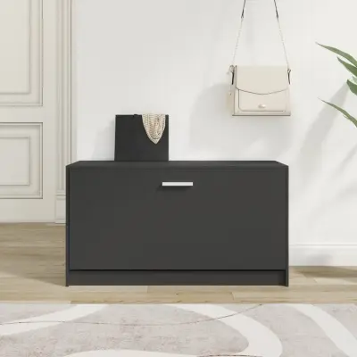 The Living Store Klop za čevlje črna 80x24x45 cm inženirski les - Klop Za Čevlje