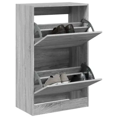 The Living Store Omarica za čevlje siva sonoma 60x34x96,5 cm inženirski les - Omarica Za Čevlje