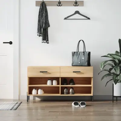 The Living Store Klop za čevlje sonoma hrast 102x35x55 cm inženirski les - Klop Za Čevlje