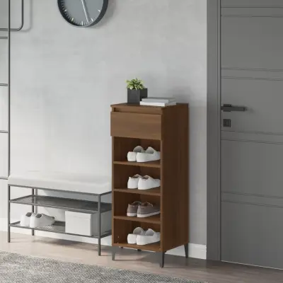 The Living Store Stojalo za čevlje rjav hrast 40x36x105 cm inženirski les - Regal Za Čevlje