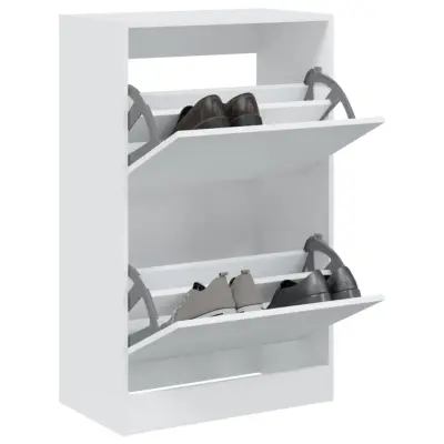 The Living Store Omarica za čevlje bela 60x34x96,5 cm inženirski les - Omarica Za Čevlje