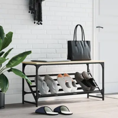 The Living Store Regal za čevlje sonoma hrast 90x30x45 cm inženirski les - Regal Za Čevlje