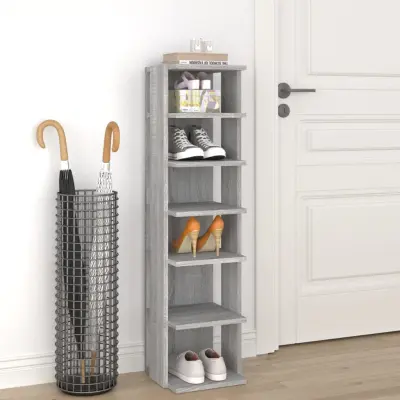 The Living Store Regal za čevlje siva sonoma 27,5x27x102 cm konstruiran les - Regal Za Čevlje