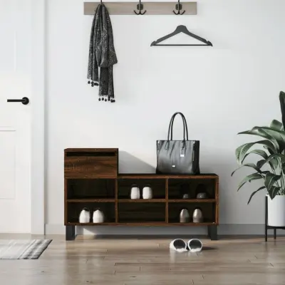 The Living Store Omarica za čevlje rjav hrast 102x36x60 cm inženirski les - Omarica Za Čevlje