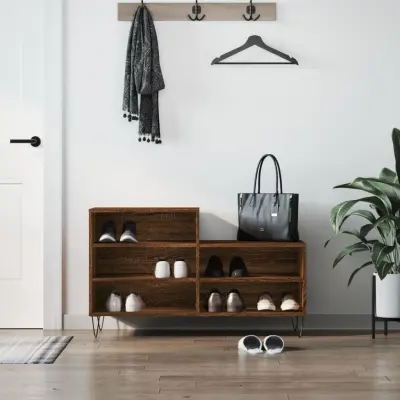 The Living Store Omarica za čevlje rjav hrast 102x36x60 cm inženirski les - Omarica Za Čevlje