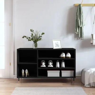 The Living Store Omarica za čevlje črna 102x36x60 cm inženirski les - Omarica Za Čevlje