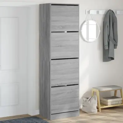The Living Store Omarica za čevlje s 4 predali siva sonoma 60x42x204 cm - Omara Za Čevlje