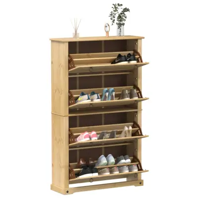 The Living Store Omara za čevlje Corona 99x32x163,5 cm trdna borovina - Omarica Za Čevlje
