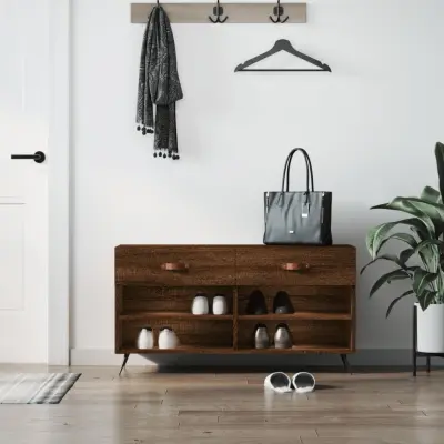 The Living Store Klop za čevlje rjavi hrast 102x35x55 cm inženirski les - Klop Za Čevlje