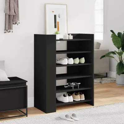 The Living Store Omarica za čevlje črna 74,5x37,5x100 cm inženirski les - Omara Za Čevlje