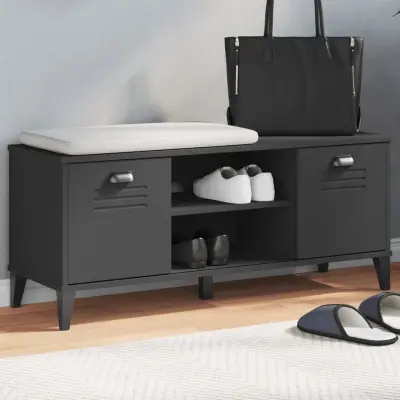 The Living Store Klop za čevlje VIKEN črna 106x35x45 cm inženirski les - Klop Za Čevlje