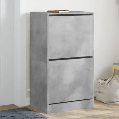 The Living Store Omarica za čevlje z 2 predaloma betonsko siva 60x42x108 cm - Omara Za Čevlje