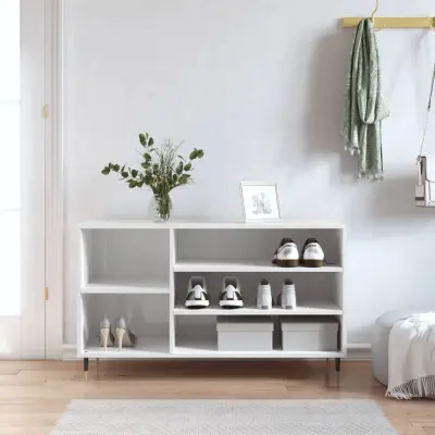 The Living Store Omarica za čevlje visok sijaj bela 102x36x60 cm inženirski les - Omarica Za Čevlje