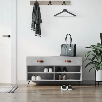 The Living Store Regal za čevlje betonsko siv 102x35x55 cm inženirski les - Klop Za Čevlje