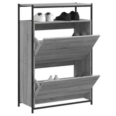 The Living Store Omarica za čevlje siva sonoma 75x34x112 cm inženirski les - Omarica Za Čevlje