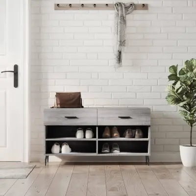 The Living Store Klop za čevlje siva sonoma 102x35x55 cm inženirski les - Klop Za Čevlje