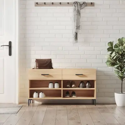The Living Store Klop za čevlje sonoma hrast 102x35x55 cm inženirski les - Klop Za Čevlje