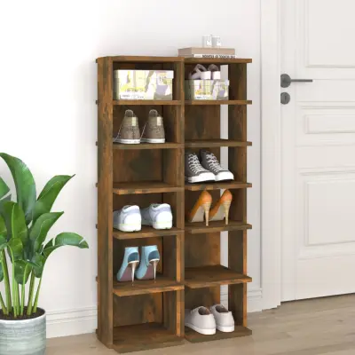 The Living Store Regal za čevlje 2 kosa dim. hrast 27,5x27x102 cm inženirski les - Regal Za Čevlje