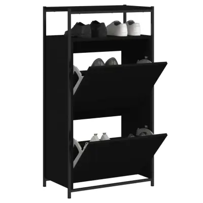 The Living Store Omarica za čevlje črna 60x34x112 cm inženirski les - Omarica Za Čevlje
