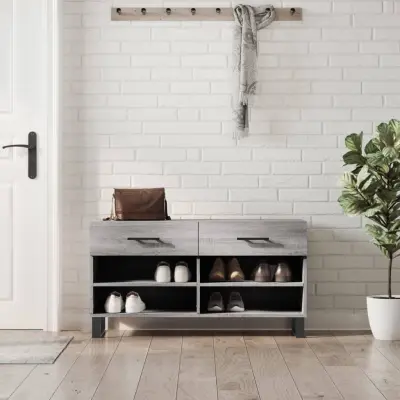 The Living Store Klop za čevlje siva sonoma 102x35x55 cm inženirski les - Klop Za Čevlje