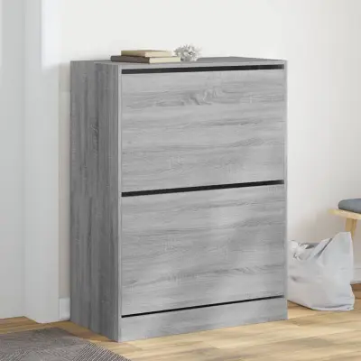 The Living Store Omarica za čevlje z 2 predaloma siva sonoma 80x42x108 cm - Omara Za Čevlje