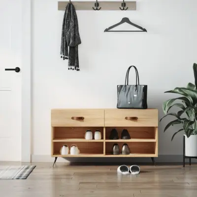 The Living Store Klop za čevlje sonoma hrast 102x35x55 cm inženirski les - Klop Za Čevlje