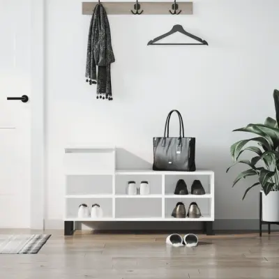 The Living Store Omarica za čevlje visok sijaj bela 102x36x60 cm inženirski les - Omarica Za Čevlje