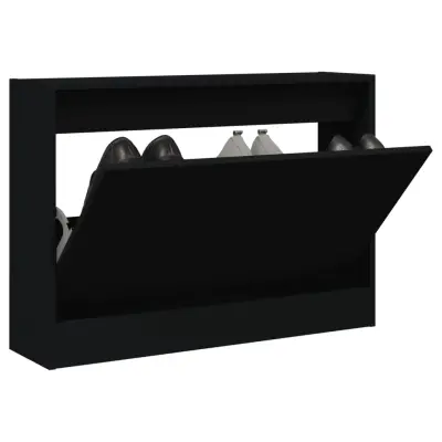 The Living Store Omarica za čevlje črna 80x21x57 cm inženirski les - Omarica Za Čevlje