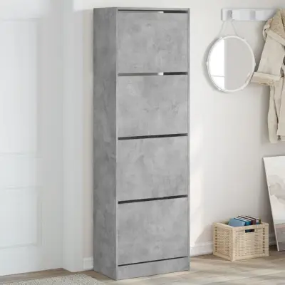 The Living Store Omarica za čevlje s 4 predali betonsko siva 60x34x187,5 cm - Omara Za Čevlje
