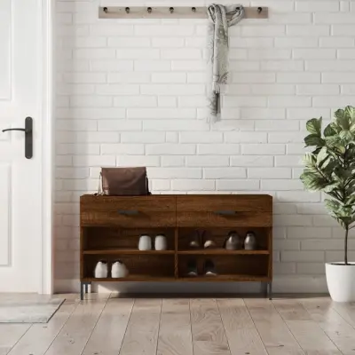 The Living Store Klop za čevlje rjavi hrast 102x35x55 cm inženirski les - Klop Za Čevlje