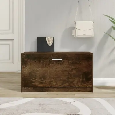 The Living Store Klop za čevlje dimljen hrast 80x24x45 cm inženirski les - Klop Za Čevlje