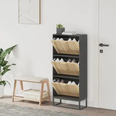 The Living Store Omarica za čevlje črna 52x25x120 cm inženirski les - Omarica Za Čevlje