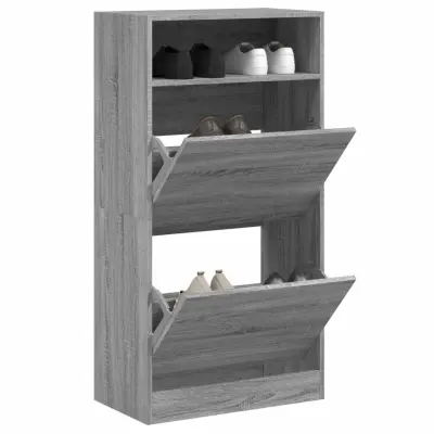 The Living Store Omarica za čevlje siva sonoma 60x34x116 cm inženirski les - Omarica Za Čevlje