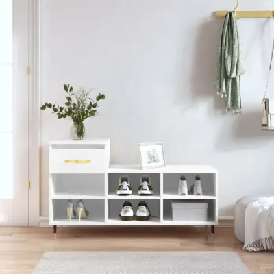 The Living Store Omarica za čevlje bela 102x36x60 cm inženirski les - Omarica Za Čevlje