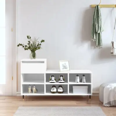 The Living Store Omarica za čevlje visok sijaj bela 102x36x60 cm inženirski les - Omarica Za Čevlje