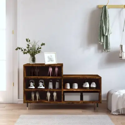 The Living Store Omarica za čevlje dimljeni hrast 102x36x60 cm inženirski les - Omarica Za Čevlje