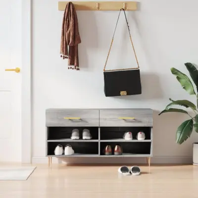 The Living Store Klop za čevlje siva sonoma 102x35x55 cm inženirski les - Klop Za Čevlje